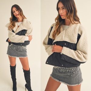 Places To Go Black Quilted Puffer Shearling Jacket